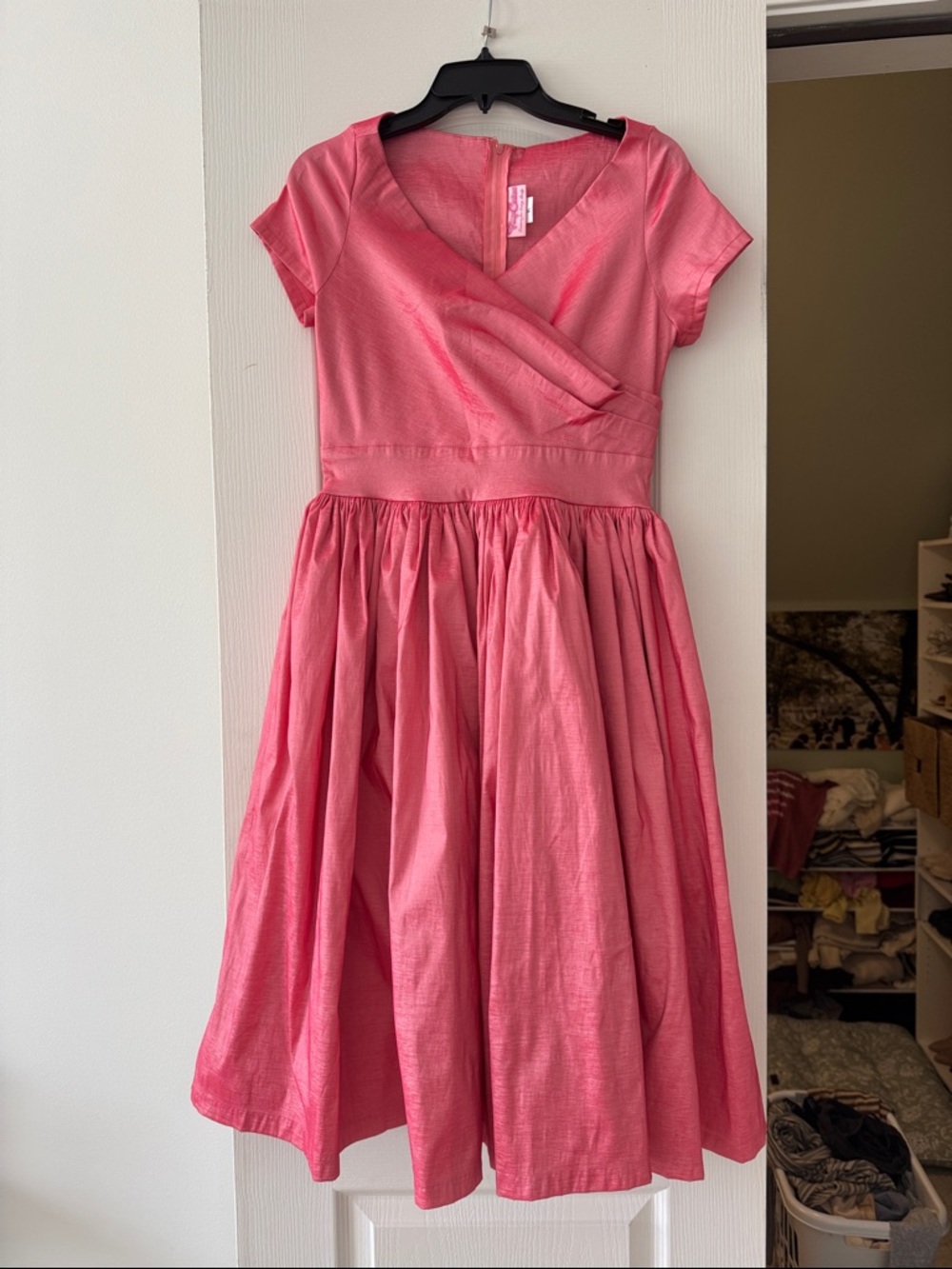 Pinup Couture Pink Fit & Flare V-Neck Dress